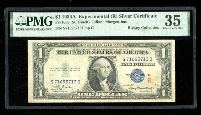 DBR 1935-A $1 Silver Experimental (R) Fr. 1609 PMG 35 Serial S71695713C