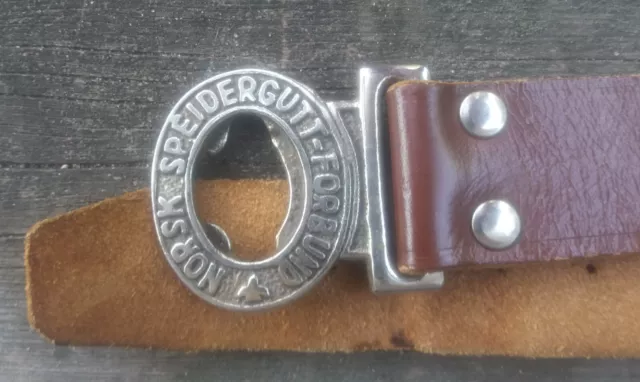 Vintage Original Norwegian Boy Scout leather belt for parts