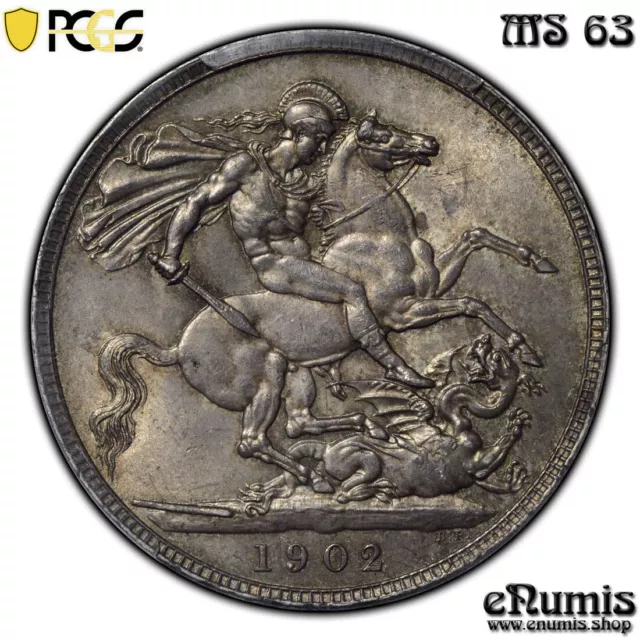 Great Britain, Edward VII, Crown 1902, lightly toned, PCGS MS 63