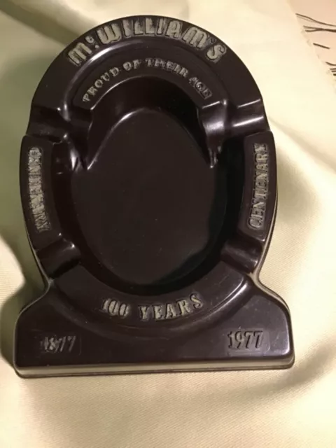 #D12.  BAKELITE ADVERTISING  ASHTRAY - McWILLIAMS WINES 1877 to 1977