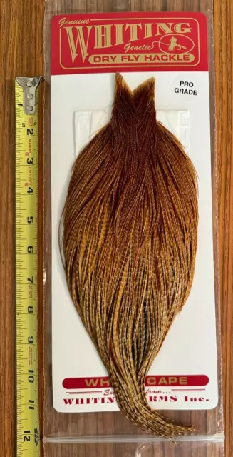 Whiting Pro Grade Barred Dark Ginger Rooster Cape, Neck, Fly Tying