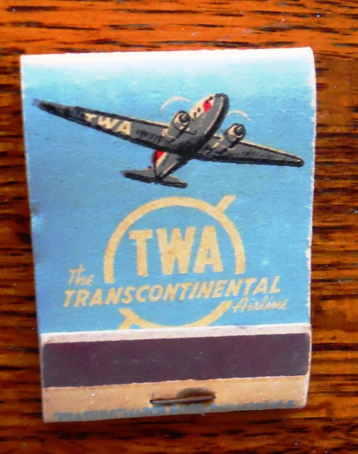 Pre-War Twa Airlines Matchbook Twa Dc-3 Wright Aircraft Engines Route Map Pre-War Twa Airlines Matchbook Twa Dc-3 Wright Aircraft Engines Route Map