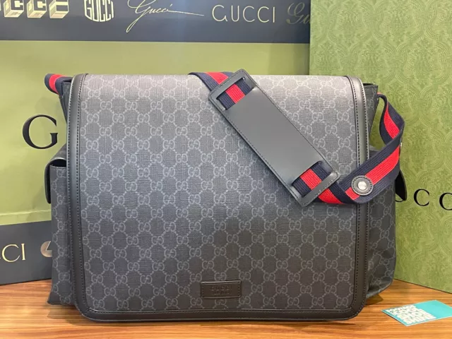 Gucci Gg Supreme Diaper Bag Mama's Bag Black Grey Navy Blue Red Changing Pad