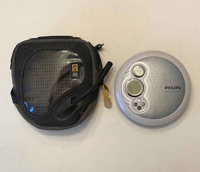 VINTAGE PHILIPS PERSONAL CD Player Model AX2411/17 W/ Case Works 14.