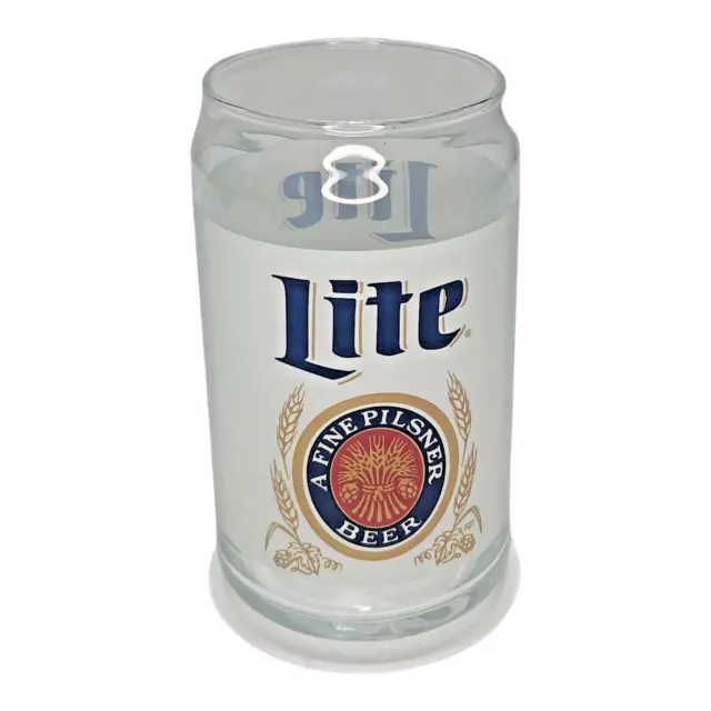 Miller Lite Beer Can Shaped Glass Barware Pilsner Lager Breweriana Drinkware