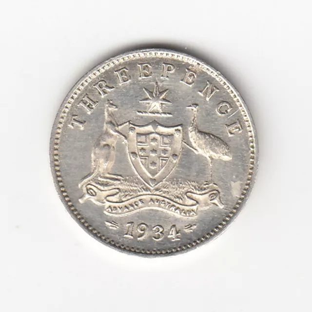 1934 Kgv Threepence (92.5% Silver) - 6 Pearls -  Great Lower Mintage Coin