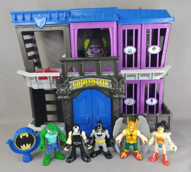 Imaginext DC Super Friends GOTHAM CITY JAIL BANE CROC HAWKMAN FIGURE BUNDLE