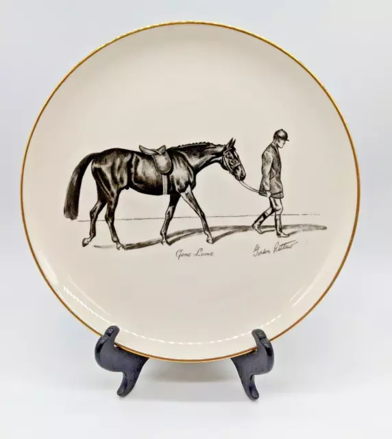 Vintage "Gone Lame" Racehorse Horse Gordon Rettew 10.5" Plate Gold Edge