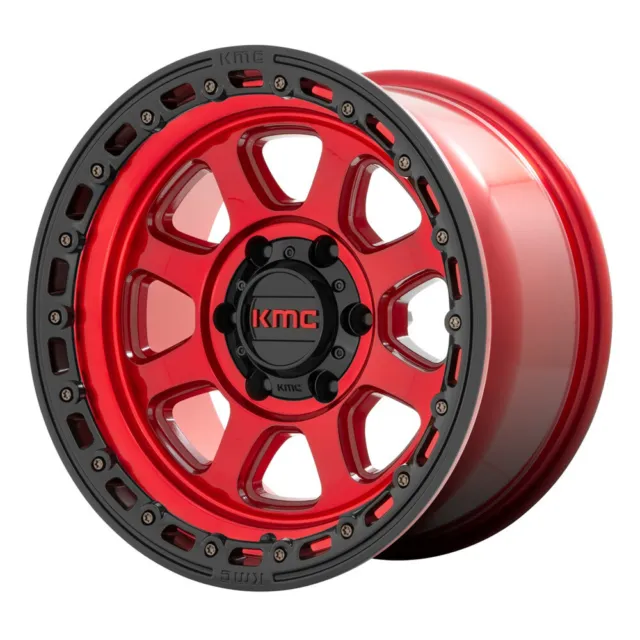 KMC KM548 Rim 17X9 6X139.7 Offset 0 Candy Red with Black Lip (Quantity of 1)