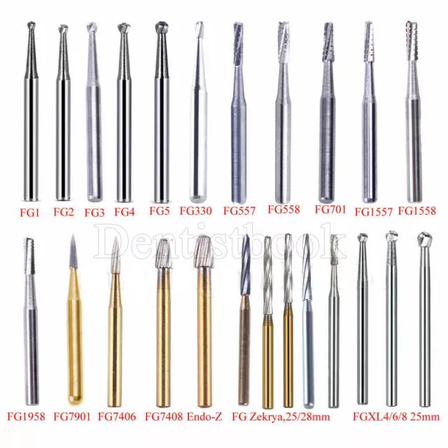 AZDENT Dental FG Burs High Speed Handpiece Round Tungsten Carbide Tungsten Steel