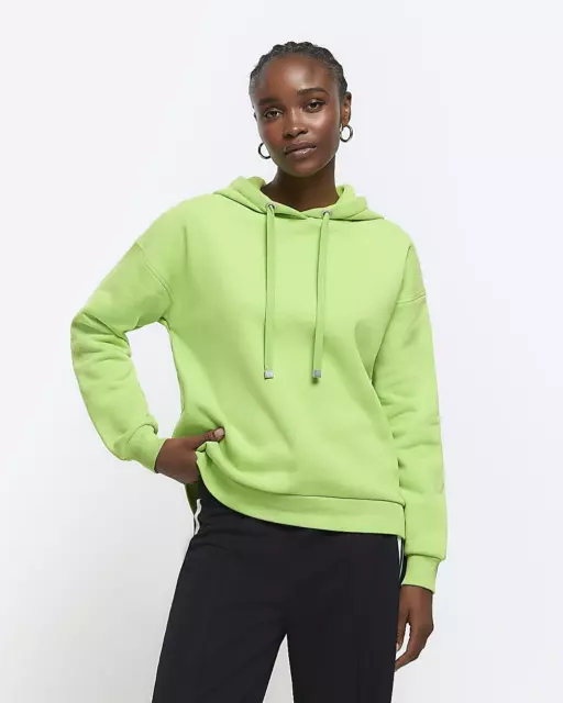 River Island Womens Green Cotton Long sleeved Hoodie Size L