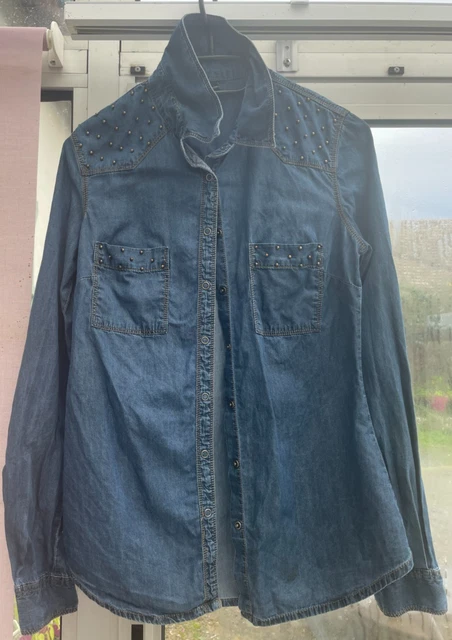 CHEMISE EN JEAN Femme bleue jean Pimkie Taille 34/XS EUR 3,00