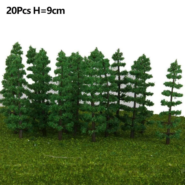 Lot De 10 Arbres Miniatures 15cm Pour Maquettes Trains - Plastique Vert - Décoration Paysage Réaliste