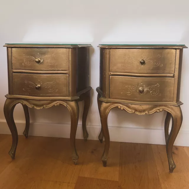 Pair Of Vintage Florentine Bedside Tables