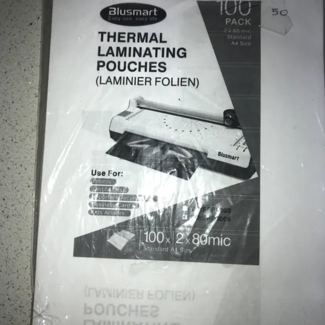 Sale  Alusmart Thermal Laminating Pouches   X 50 New