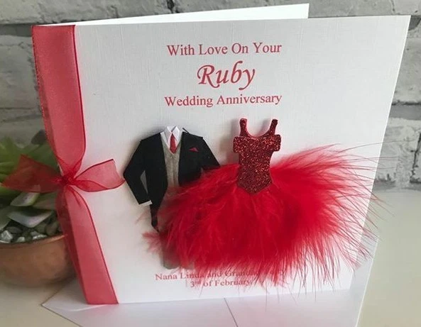 40th Wedding Anniversary Decorations Personalized 40th Ruby Wedding Anniversary Card - Handmade, Customisable For Husband Or Wife 40 Year Wedding Anniversary