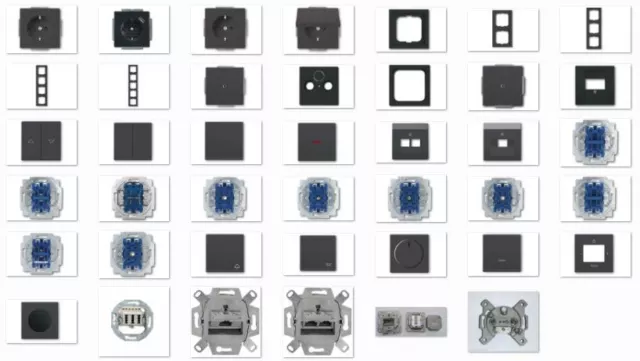 Busch Jäger Future linear Anthrazit Steckdosen/Schalter/UP/Rahmen wählbar