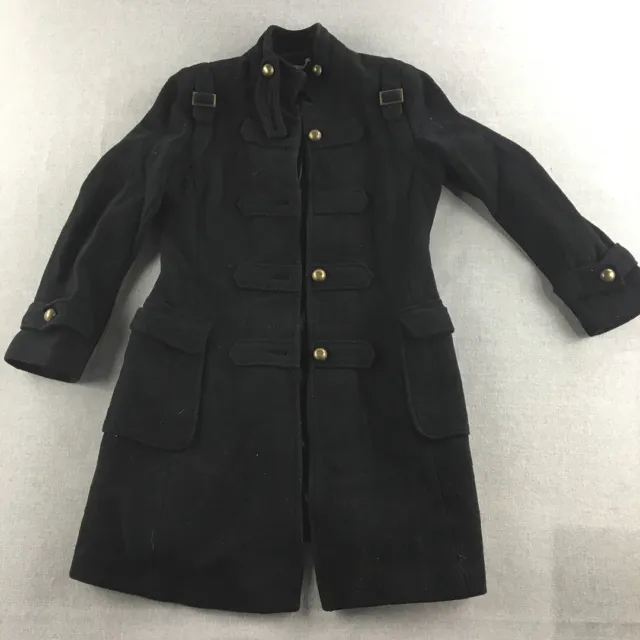 Thomo Womens Jacket Size M Black Pockets Duffle Coat