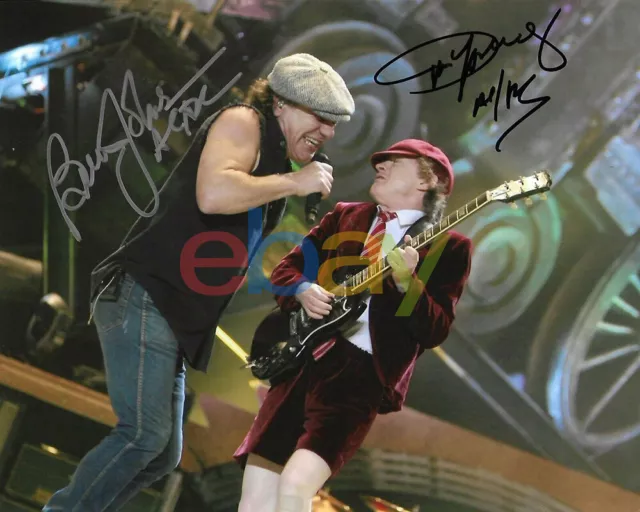 ANGUS YOUNG & BRIAN JOHNSON ACDC Autographed 8 x 10 Signed Photo
