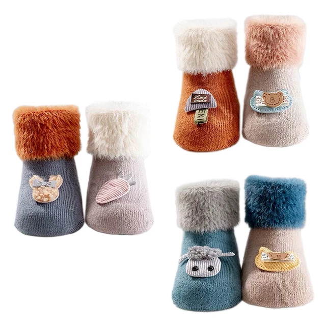 0-12M Calcetines Antideslizantes Dibujos Animados Invierno Calcetines Engrosados Bebés Accesorios