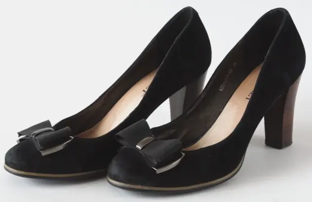 Ladies Lanneret Black Suede Heeled Dress Shoes Size UK 4, EU 37