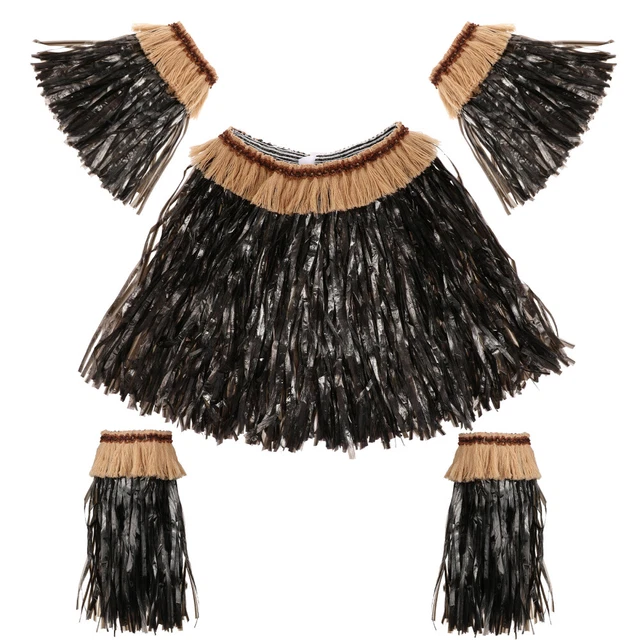Black Dress Kids Hawaiian Party Decorations Hula Skirt Women's