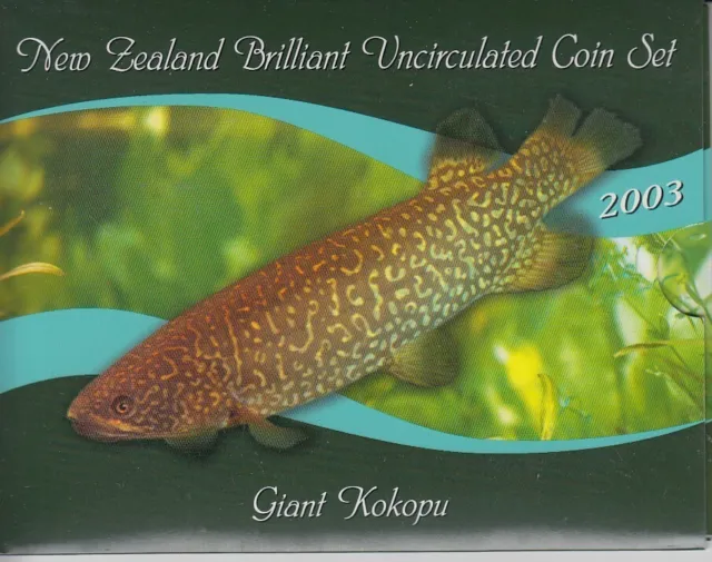 2003 New Zealand Brilliant Uncirculated Coin Set Giant Kokopu