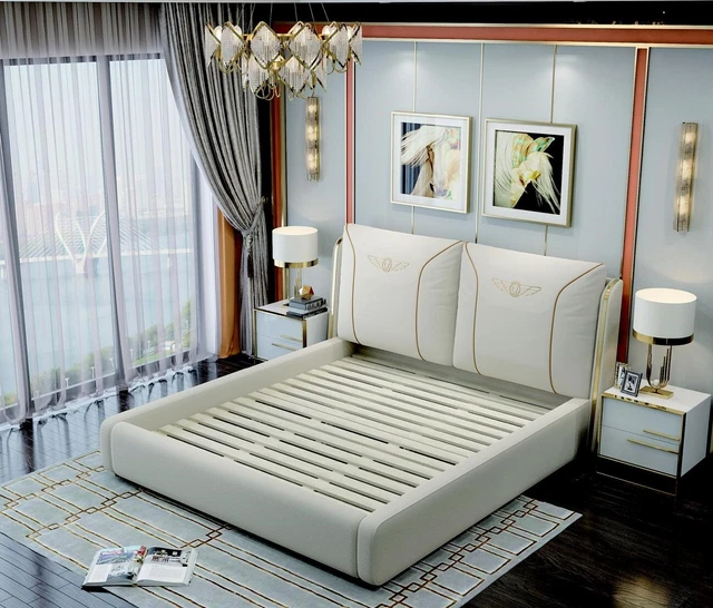 Chambre à coucher 3 ensemble Lit 2x Table de chevet Lits Console Double Hôtel