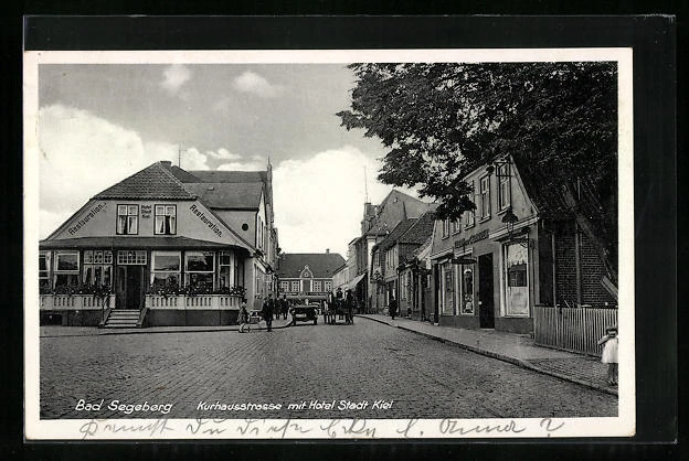 AK Bad Segeberg, Kurhausstrasse mit Hotel Stadt Kiel 1936