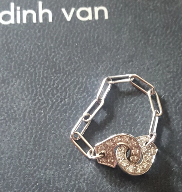 BAGUE CHA NE MENOTTES or blanc et diamants Dinh Van authentique