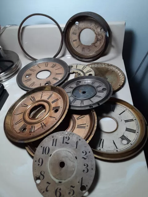 Lot Of Vintage Antique Clock Parts Faces dials bezels as shown - 1 Ansonia