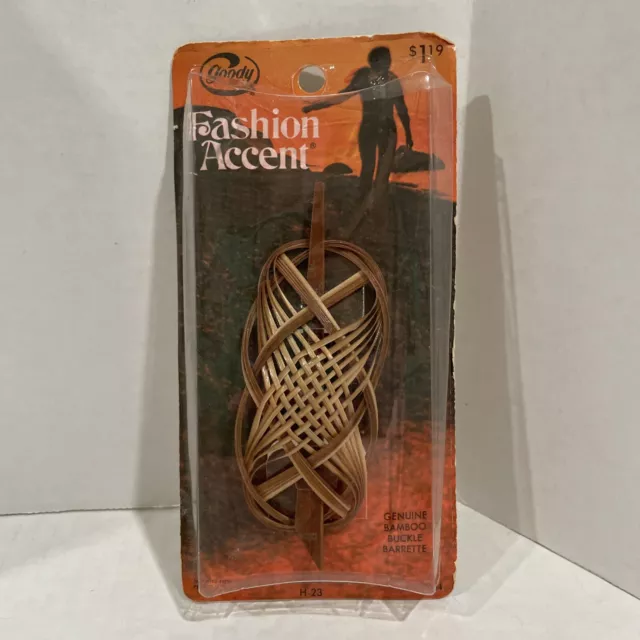 Vintage NOS Sealed Goody Fashion Accent Genuine Bamboo Buckle Barrette 1960s