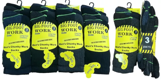 Mens Big Foot Heavy Duty Thick Work Boot Winter Socks Large Feet Size 11-14