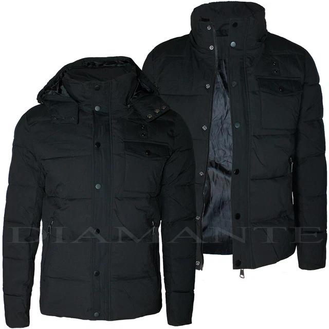 Giubbotto Uomo Invernale Imbottito Giacca Cappotto Piumino Casual Nero 856