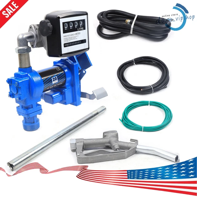 12V DC Fuel Transfer Pump Gasoline Anti-Explosive with Oil Meter 20GPM
