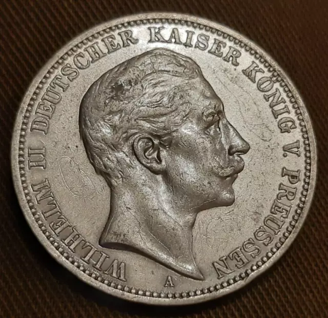 Deutsches Reich Preussen 3 Mark 1909 A Wilhelm II. Silbermünze Kaiserreich