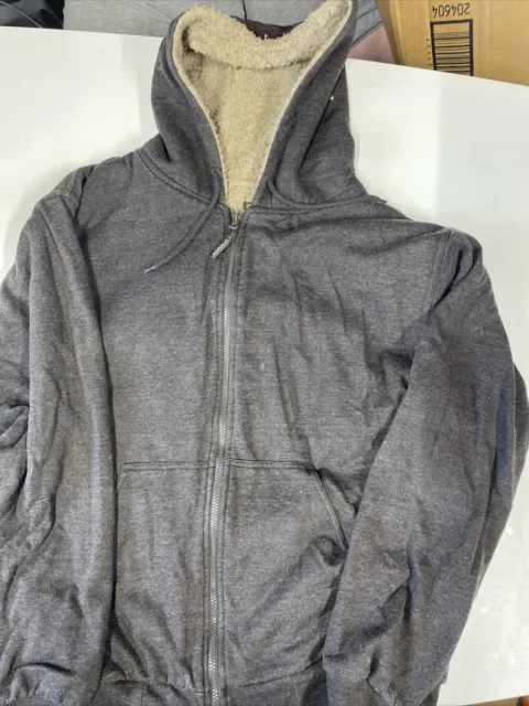 CE Schmidt Workwear Men's Black Full Zip Sherpa Lined Hoodie Sweatshirt Size L