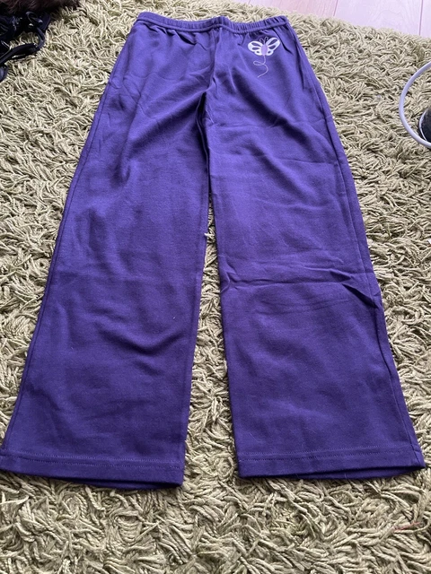 Pantaloni Jog Ragazza Coccinella Viola Farfalla Vita Elasticizzati Età 6-7 Anni