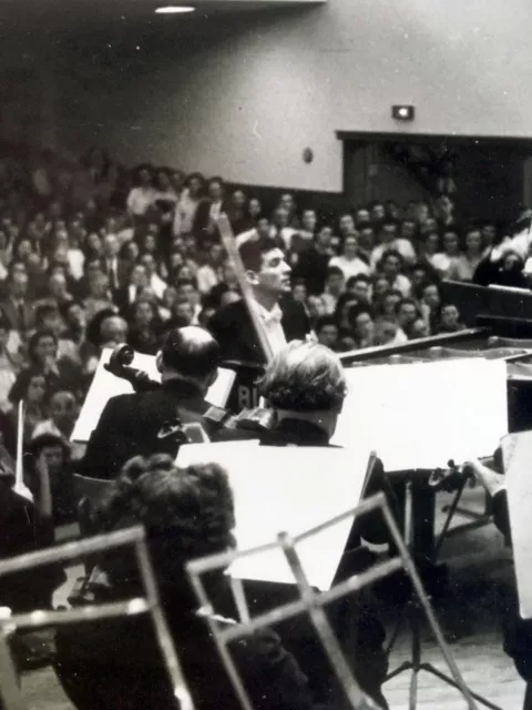 1948 Jewish LEONARD BERNSTEIN Israel REAL CANDID PHOTO Pianist IPO Concert RARE