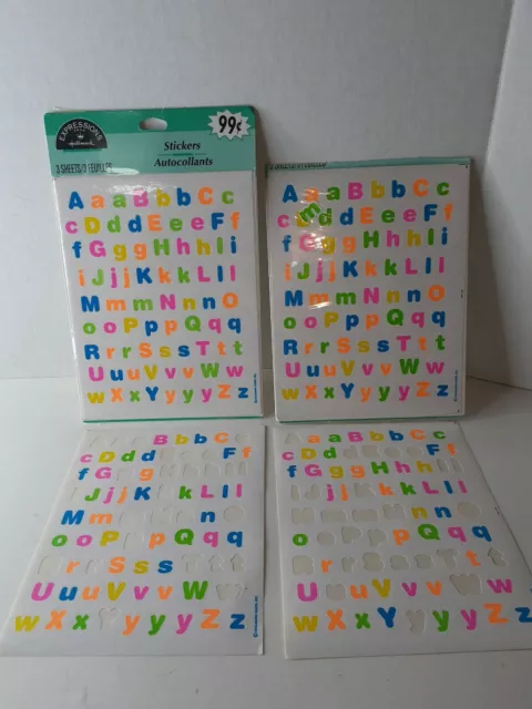 Vintage HALLMARK EXPRESSIONS Colorful Letters Stickers ALPHABET 1 NEW PACK 80s