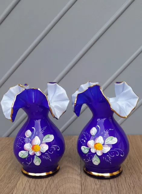 Pair of Cobalt Blue & White Vases