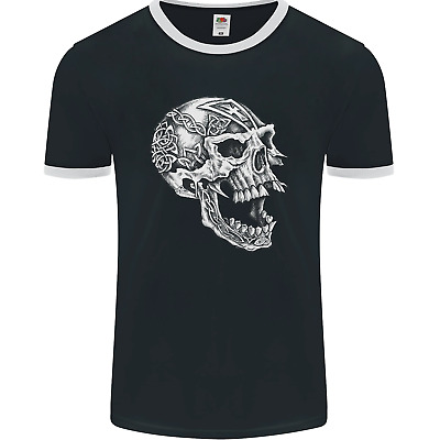 T-shirt da uomo Viking Skull Symbols wp Ringer fotol
