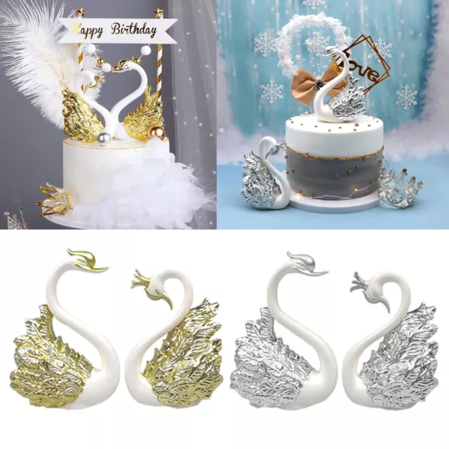 1 coppia Cigno Romantico Cake Topper Dessert Cottura Decorativo Da Tavolo Decor