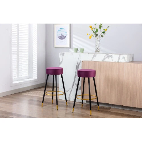 4 Piece Set Velvet Bar Stools Counter Kitchen Stools Upholstered Dining Chairs