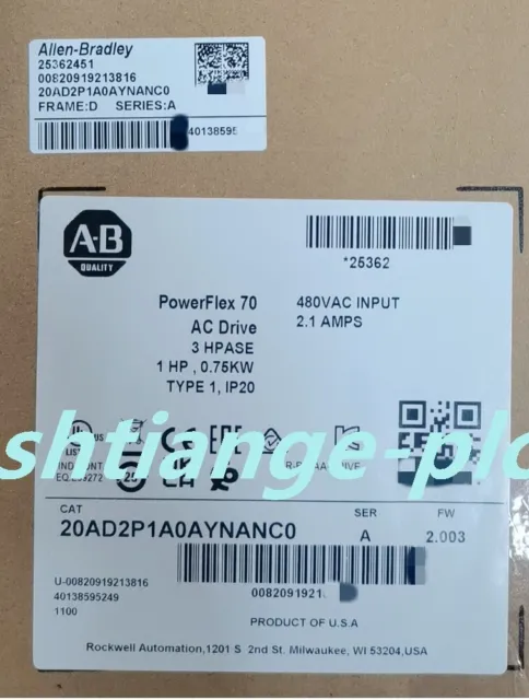 New 20AD2P1A0AYNANC0 PowerFlex 70 AC Drive 2.1 A at 1 Hp 20A
