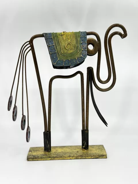 Brass and glass elephant sculpture animal figurine decorated w jewelry 12.25"H Brass and glass elephant sculpture animal figurine decorated w jewelry 12.25"H