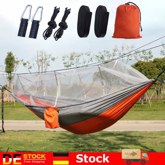 Hängematte w/ Moskitonetz 260x140cm Ultraleichte Camping Outdoor Reisehängematte