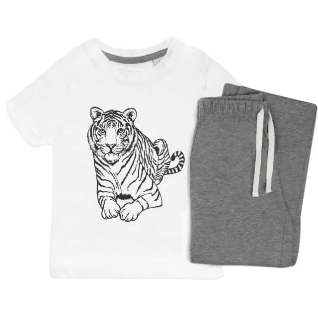 'Sitting Tiger' Kids Nightwear / Pyjama Set (KP034525)