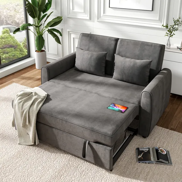 Linen Sofa Bed 3 Seater Click Clack Living Room Recliner Couch Sofa Living Room