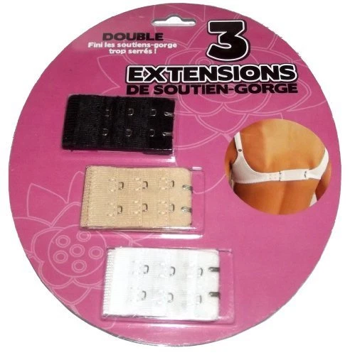 ASTUCE: 3 RALLONGES SOUTIEN GORGE EXTENSIBLES - 2 CROCHETS - BEIGE NOIR BLANC - Prêt-à